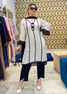 Top en georgette lourde de créateur avec Dupatta pour adultes New Party Wear Heavy Weaving Work - Product Image 2