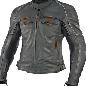 Chaqueta de cuero de verano delgada de color personalizado de alta calidad para hombres con cuello levantado tela de lona múltiples bolsillos - Product Image 1