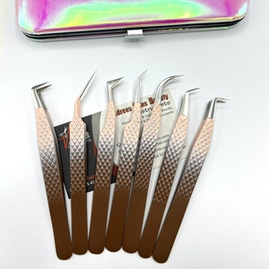 Pinzas de extensión de pestañas de acero sostenible japonés de dos tonos Ombre probadas a mano Curva fuerte Agarre de diamante Pinzas de pestañas Fibra - Product Image 4