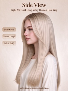 Peluca de Cabello Humano Largo y Liso de Lujo en Rubio Claro para Mujer - Product Image 2
