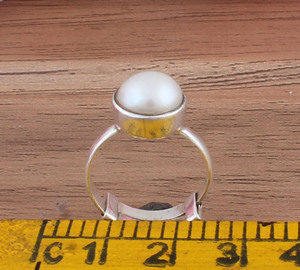 Bague en argent sterling 925 avec nacre naturelle bague en pierres précieuses faite à la main Vintage Boho bijoux pour femmes idée cadeau - Product Image 1