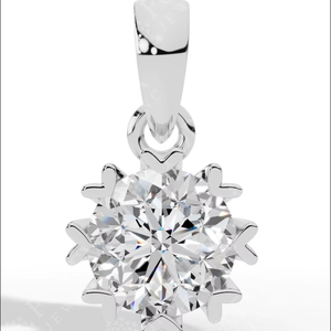 Collar con Colgante de Diamante Simulado en Forma de Copo de Nieve, Corte Redondo, Plata de Ley 925, Elegante, con Engaste de Corazones, Ideal para Regalo - Product Image 1