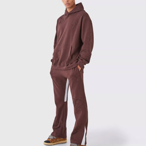 Survêtement zippé de haute qualité pour hommes, délavé au soleil, Logo personnalisé, broderie éponge française, pantalon de survêtement à capuche, ensemble survêtement d'hiver - Product Image 2