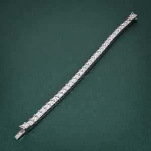 Pulsera de tenis de corte princesa de Plata de Ley 925, Diamante de moissanita de quilates con chapado en plata, regalo especial de San Valentín - Product Image 4
