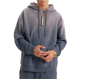 Sweat à capuche en coton 100% de haute qualité, délavé à l'acide, style streetwear, avec broderie de patch personnalisée et effet vieilli - Product Image 1