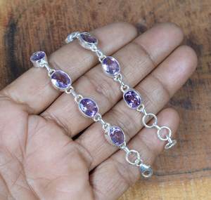 Amethyst 925 <b>Silver</b> Bracelet Adjustable Gemstone February Birthstone Handmade Elegant Unique Gift For <b>Women</b> - Product Image 6