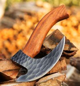 Cuchillo de cocina con hacha cortador de pizza de acero al carbono 1095 de alta calidad hecho a mano con Funda de cuero para pizzas y más. - Product Image 5