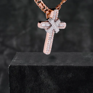Hip Hop Moissanite diamond <b>Cross</b> Pendant Iced Out <b>Necklace</b> VVS Round Custom hip hop Pendant for <b>men</b> women - Product Image 2