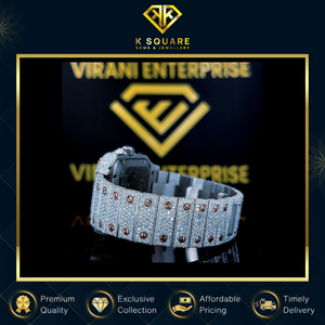 นาฬิกาเพชรโมอิสทรงสี่เหลี่ยมทำจากสเตนเลสสตีลทรงสี่เหลี่ยมกันน้ำระบบอัตโนมัติสำหรับการเคลื่อนไหวทุกเพศ - Product Image 3