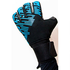 Gants de gardien de but professionnels en cuir noir et bleu, imperméables, respirants, à lacets, antidérapants, durables, pour le football - Product Image 5