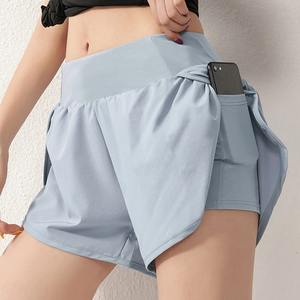 Couleur bonbon explosif trois sections taille serrée plissée sans couture trois points sport Yoga Shorts - Product Image 4