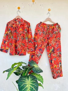 ชุดนอนผ้าฝ้ายแท้สำหรับผู้หญิงชุดใส่ในรีสอร์ทชุดนอนพิมพ์ลายดอกไม้ชุดนอนสไตล์โบฮีเมียน PJ นุ่มและสบาย - Product Image 6