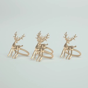 Anneau de serviette en forme de renne finition or décoratif, adapté aux événements de Noël et à la mise en scène de table saisonnière, vente en gros en provenance d'Inde - Product Image 1