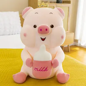 Cangkir teh susu lucu boneka babi malaikat mainan mewah boneka lap bantal Sofa bantal tidur siang dikirimkan hadiah liburan anak perempuan