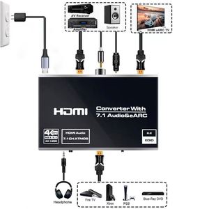 4K 60HZ HDMI 2.0 EARC 7.1CH ARC <span class=keywords><strong>Audio</strong></span> <span class=keywords><strong>Video</strong></span> Extractor HDCP 2.2 HDMI Optique Toslink SPDIF + Adaptateur convertisseur de sortie <span class=keywords><strong>audio</strong></span> 3.5mm - Product Image 4