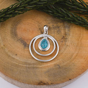 Colgante religioso de Plata de Ley 925 con piedras preciosas turquesas, abalorios de diamantes de estilo clásico, joyería impermeable para mujeres y niñas. - Product Image 4