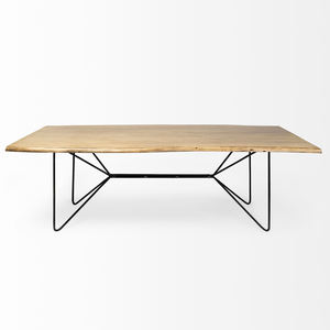 Unique <b>Butterfly</b> Wing Shape Iron Base Matte Black Powder Coated Solid Live Edge Acacia Wooden Top 6 Seater Kitchen Dining <b>Table</b> - Product Image 3