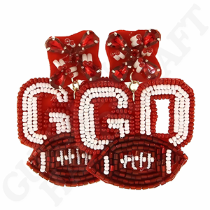 Pendientes colgantes de fútbol hechos a mano, joyería de declaración ligera para fanáticos del deporte, joyería de gota de moda con cuentas Gameday - Product Image 4