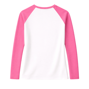 T-shirt d'été écologique à manches courtes et col raglan blanc pour sororité grecque, rose et vert, pour femmes, style universitaire, élégant - Product Image 4