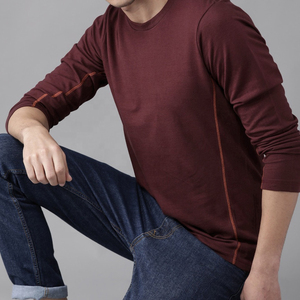 Camiseta de manga larga de fabricante sin etiqueta para hombre, camiseta transpirable de algodón hecha a medida de fábrica, camiseta Ringer transpirable con OEM - Product Image 3