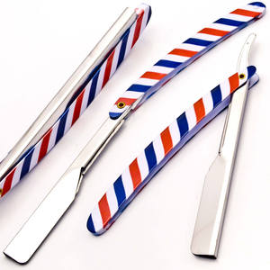 Navaja de Afeitar Recta con Diseño de Mango de Poste de Barbero, Hoja de Acero Inoxidable para Uso Personal y Profesional, OEM MOQ 10 Piezas - Product Image 1