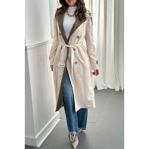 Manteau trench beige kaki avec dos rayé et ceinture - Beige kaki - Product Image 4
