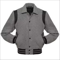 Veste universitaire d'hiver pour homme Bull Chicago Baseball, noire, en polyester/coton, col rond, bouton unique, style vintage, devant haut.
