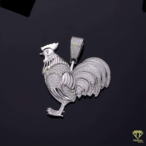 Tendance Coq Charme Oiseau Pendentif Hommes Hip Hop Bling Collier 925 Argent Plaqué Oiseau Bling Charme Diamant Coq Pendentif - Product Image 2