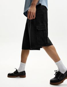 2025 hommes ample Denim Shorts Baggy décontracté jambe large mi Jean Jorts fermeture éclair Hip Hop Shorts avec poches Streetwear - Product Image 3