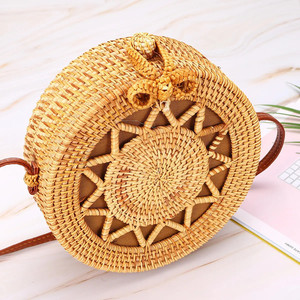 Bolsas redondas de mimbre para mujer, Bolsas de paja natural listas para la exportación, tamaños personalizados - Product Image 3