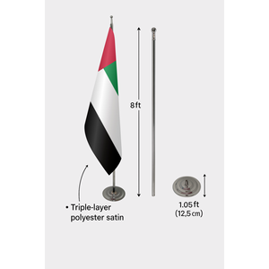 Bandera Oficial de los Emiratos Árabes Unidos para Interiores, de Satén de Seda, Bandera de Mano para Automóvil, Impresa Digitalmente con Asta de Aluminio para Uso Automotriz - Product Image 6