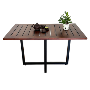 Durable Outdoor Acacia Wood <b>Table</b> with Powder-Coated Iron Legs Industrial Design Style <b>Portable</b> for Courtyard Balcony-CFD68130 - Product Image 1