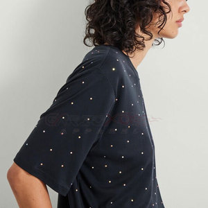 Camiseta Elegante para Mujer con Pedrería, Diseño Brillante, Algodón Suave, para Fiestas, Proveedor OEM - Product Image 6
