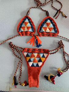 Custom European American Style Backless Lace-Up <b>Sexy</b> Crochet <b>Bikini</b> <b>Set</b> New Color Crystal Triangle Waist Source Factory <b>Set</b> - Product Image 4