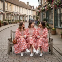 Robe mi-longue pour femmes à motifs floraux d'été, robe en coton imprimé à la main indienne, tenue pour maman, cadeaux pour elle, festival, mariage