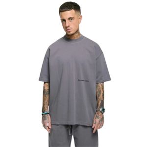 T-shirt surdimensionné Core gris 300 GSM Jersey de coton de poids moyen Coupe décontractée Boxy Épaule tombante Cou côtelé Streetwear de luxe - Product Image 1
