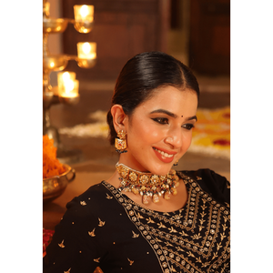 Kundan Meenakari Ensemble de bijoux fins Collier ras du cou élégant - Product Image 2