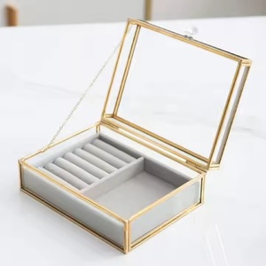 Rectangle Vintage Style Glass Brass <b>Ring</b> <b>Box</b> Hand Crafted High Quality Material Personalized Design Engraved Top Selling Bulk - Product Image 5