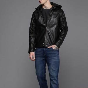 Sweat à capuche en cuir pour homme avec poche latérale, design personnalisé, fabricant en gros, imperméable et respirant - Product Image 1