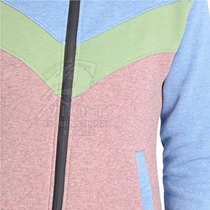 Ensemble de survêtement pour femme à blocs de couleur, à capuche, manches longues, pantalon de jogging zippé, tenue sportive décontractée, en polyester et coton tricoté - Product Image 4