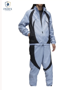 INDEX APPAREL Chándal Unisex Azul Claro de Poliéster, Manga Larga, Cuello Alto, Cierre de Cremallera, Diseño Color Block, Ropa Deportiva para Primavera - Product Image 1