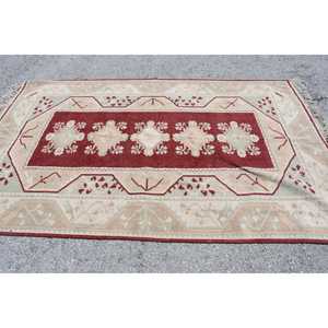 Turkish Rug, Large 5.4x8.5 ft Vintage Rug, <b>Red</b> Ombr <b>Wool</b> Rug - Product Image 4