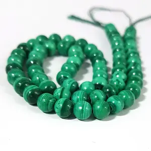 Customized Amazing Natural Green Malachite Gemstone with Adjustable 8mm Smooth rounded beads 13inch loose strand for jewelry set