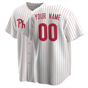 Vente en gros de maillots de baseball personnalisés en polyester 100% avec impression numérique, col en V, 140g, respirant, boutonné, chemise de sport - Product Image 5