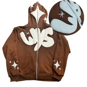 Unisex 100% algodón Streetwear alta calidad para Puff estampado sudaderas con capucha transpirable al por mayor personalizado cuello con capucha para hombres - Product Image 1