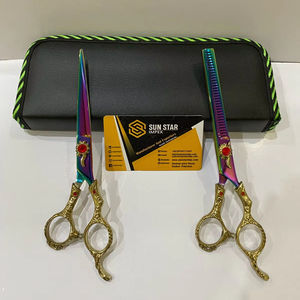 PURE 440C Multi Nouvelle Arrivée Ciseaux De Coiffure avec Dragon Poignée En Acier Inoxydable Lame Tranchante Pointe PU Pochette En Cuir - Product Image 6