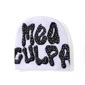 100% gorros de lana con estampado de diamantes de imitación cálidos diseñe sus propios sombreros de invierno Unisex 2025 - Product Image 4
