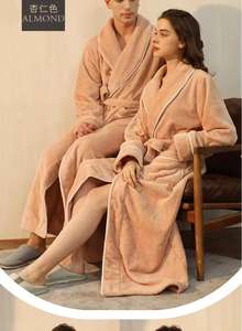 Vêtements de nuit en coton uni Robe longue femme Spa peignoir pyjamas femmes vêtements de nuit robe de chambre pyjamas femmes - Product Image 4