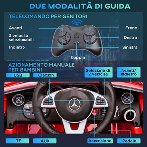 Auto Eléctrico para Niños AIYAPLAY, Mercedes SLC 300 con Licencia Oficial, con Control Remoto, en PP y Metal, 107x62. 5x44 cm, Rojo - Product Image 5