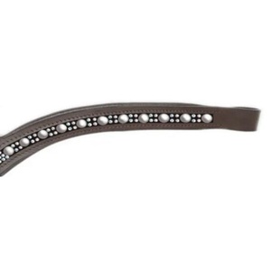 Bande de front de cheval en cuir en forme de V faite à la main personnalisée conçue avec une rangée de pierres précieuses et de perles chaîne bride bande de front - Product Image 4